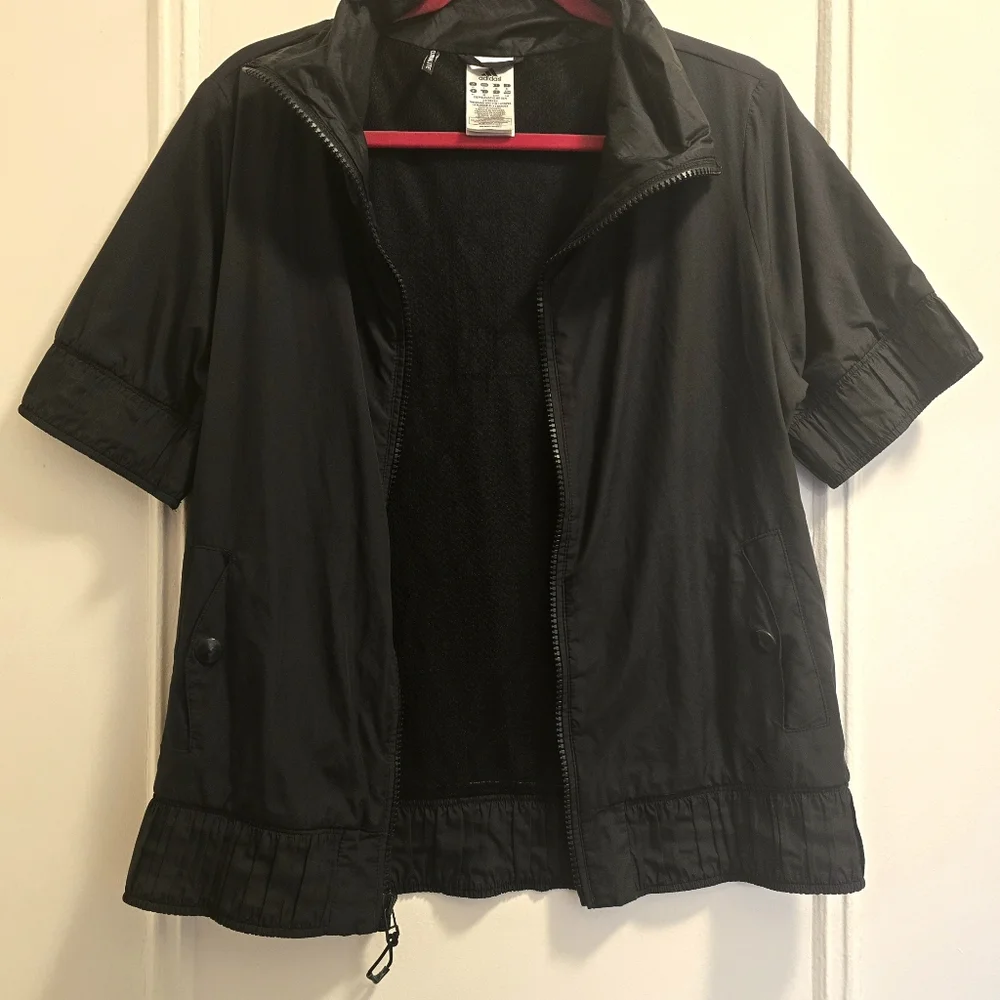 Adidas Climalite Full Zip Short Sleeve Black Runners Jacket - Sz Lg
